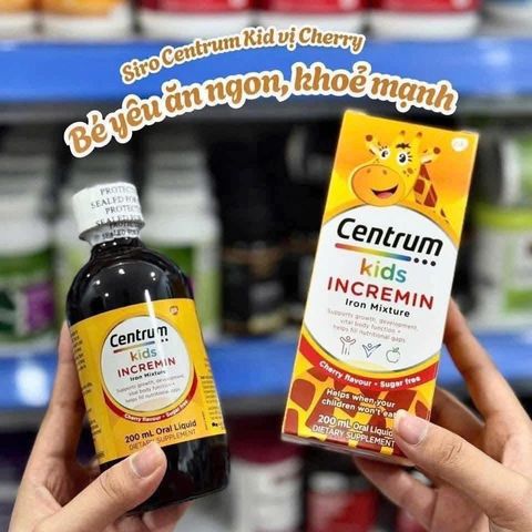 Vitamin hỗ trợ trẻ biếng ăn Centrum Kids Incremin 200ml Úc cho trẻ từ 6 tháng - 2 tuổi bổ sung Lysine ,Sắt,Vitamin B kích thích vị giác ăn ngon hấp thu dinh dưỡng phát triển chiều cao
