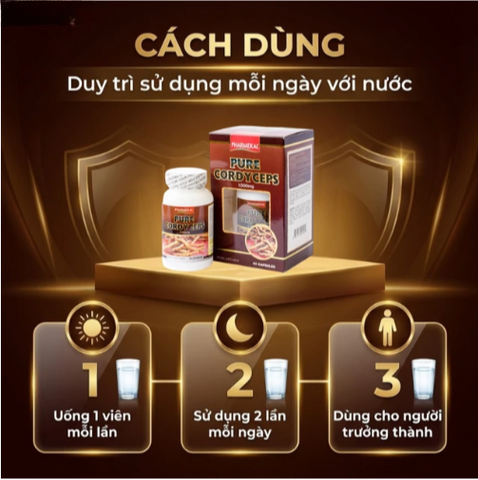 Viên uống Đông trùng hạ thảo giúp tăng cường sức đề kháng Pure Cordyceps Pharmekal (60 viên)