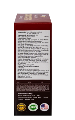 Viên uống Đông Trùng Hạ Thảo tăng cường sức đề kháng, giảm mệt mỏi DrLife Cordyceps 1500mg (60 viên)