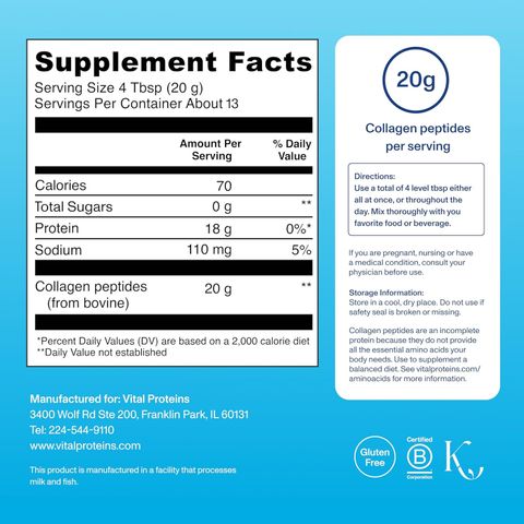 Vital Proteins Collagen Peptides - Bí quyết trẻ hóa, nâng cao sức khỏe và chuẩn dáng, sản xuất tại Mỹ