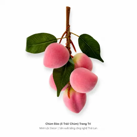 Chùm đào tiên 5 trái/ chùm trang trí Cao Cấp | Trái Cây Nhựa foam, Trái Cây trang trí, Trái Cây Mô Hình