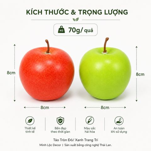 Trái Táo Tròn Xanh/ Đỏ trang trí | Trái Cây Nhựa foam, Trái Cây trang trí, Trái Cây Mô Hình