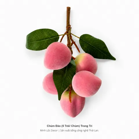 Chùm đào tiên 5 trái/ chùm trang trí Cao Cấp | Trái Cây Nhựa foam, Trái Cây trang trí, Trái Cây Mô Hình