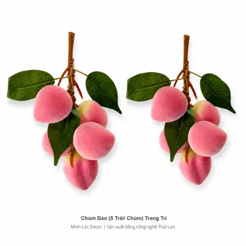 Chùm đào tiên 5 trái/ chùm trang trí Cao Cấp | Trái Cây Nhựa foam, Trái Cây trang trí, Trái Cây Mô Hình