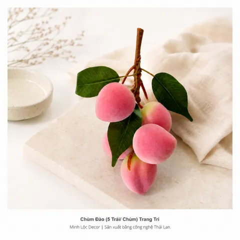 Chùm đào tiên 5 trái/ chùm trang trí Cao Cấp | Trái Cây Nhựa foam, Trái Cây trang trí, Trái Cây Mô Hình
