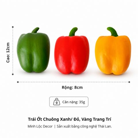 Trái Ớt Chuông Xanh/ Đỏ/ Vàng Trang Trí | Trái Cây Nhựa foam, Trái Cây trang trí, Trái Cây Mô Hình
