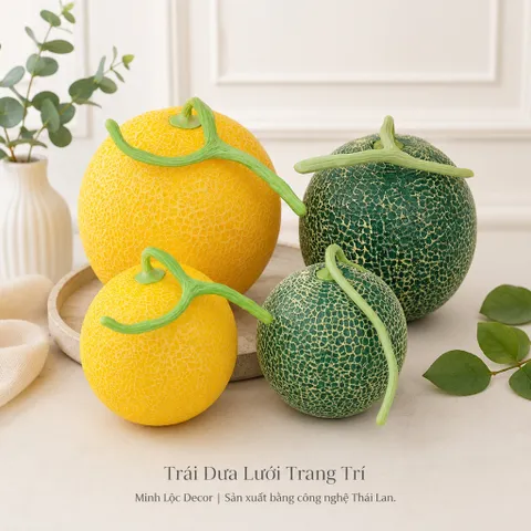 Trái Dưa Lưới trang trí Xanh/ Vàng Trang Trí Cao Cấp | Trái Cây Nhựa foam, Trái Cây trang trí, Trái Cây Mô Hình