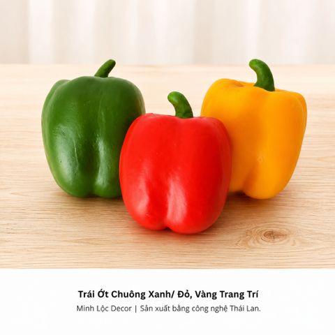 Trái Ớt Chuông Xanh/ Đỏ/ Vàng Trang Trí | Trái Cây Nhựa foam, Trái Cây trang trí, Trái Cây Mô Hình