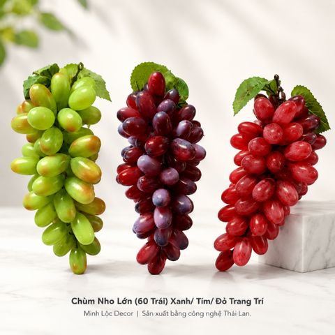 Chùm Nho Lớn Xanh/ Tím/ Đỏ (60 trái) trang trí | Trái Cây Nhựa foam, Trái Cây trang trí, Trái Cây Mô Hình