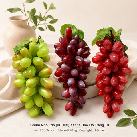 Chùm Nho Lớn Xanh/ Tím/ Đỏ (60 trái) trang trí | Trái Cây Nhựa foam, Trái Cây trang trí, Trái Cây Mô Hình