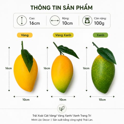 Trái Xoài Cát Vàng/ Vành Xanh/ Xanh trang trí Cao cấp | Trái Cây Nhựa foam, Trái Cây trang trí, Trái Cây Mô Hình