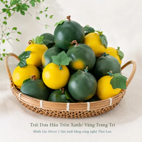 Trái Dưa Hấu Tròn Xanh/ Vàng trang trí Cao cấp | Trái Cây Nhựa foam, Trái Cây trang trí, Trái Cây Mô Hình
