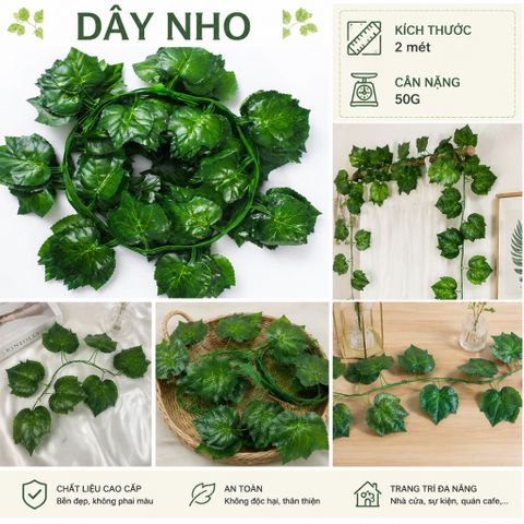 Dây nho dài (2m) mô hình Việt Nam công nghệ Thái Lan GIỐNG THẬT 99% | Trái Cây Nhựa foam, Trái Cây trang trí