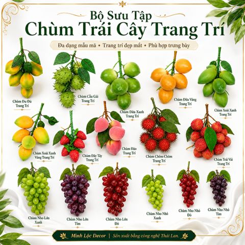 Chùm trái cây, chùm quả trang trí nhiều loại Cao cấp | Trái Cây Nhựa foam, Trái Cây trang trí, Trái Cây Mô Hình