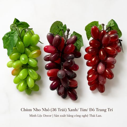 Chùm Nho Nhỏ Xanh/ Tím/ Đỏ (36 trái) trang trí | Trái Cây Nhựa foam, Trái Cây trang trí, Trái Cây Mô Hình
