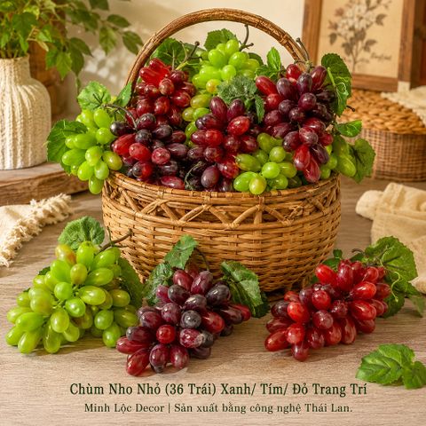 Chùm Nho Nhỏ Xanh/ Tím/ Đỏ (36 trái) trang trí | Trái Cây Nhựa foam, Trái Cây trang trí, Trái Cây Mô Hình