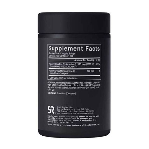 Vitamin D3 + K2 - Giúp xương chắc khỏe, tăng cường sức khỏe tim mạch, sản xuất tại Mỹ