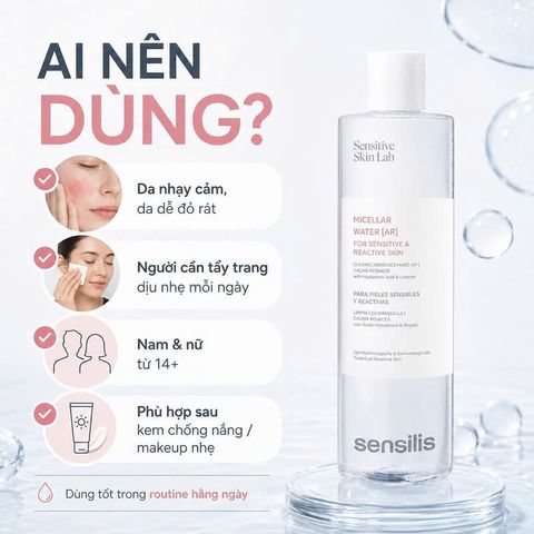 Nước Tẩy Trang Làm Dịu Da Nhạy Cảm Sensilis Micellar Water 400ml [ hàng nhập khẩu ]