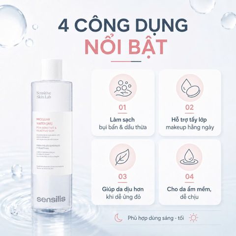 Nước Tẩy Trang Làm Dịu Da Nhạy Cảm Sensilis Micellar Water 400ml [ hàng nhập khẩu ]