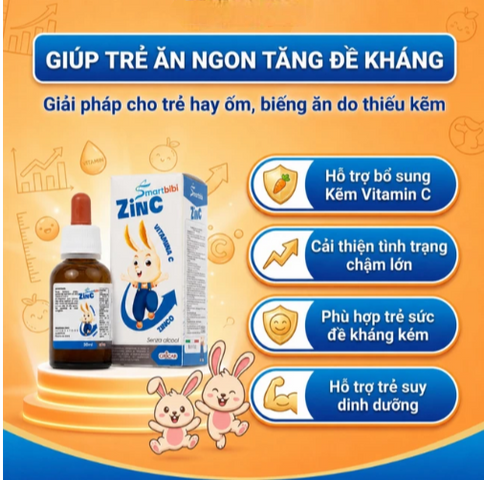 Siro hỗ trợ cải thiện biếng ăn Smartbibi Zinc (30ml)