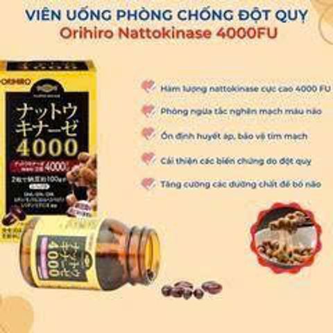 Viên uống Orihiro Nattokinase 4000FU Hỗ Trợ Phòng Ngừa Tai Biến 60 Viên Nhật Bản