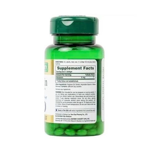 Giúp ngủ ngon Nature's Bounty Melatonin5mg USA 60 viên
