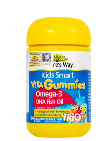 Viên nhai hỗ trợ bổ não Kids Smart Vita Gummies Omega-3 DHA Fish Oil Nature's Way (60 viên)