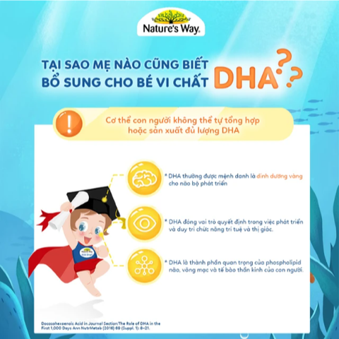 Viên nhai hỗ trợ bổ não Kids Smart Vita Gummies Omega-3 DHA Fish Oil Nature's Way (60 viên)