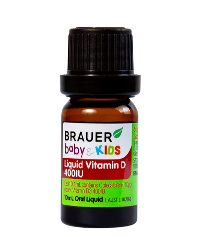 Siro bổ sung vitamin D3 tăng cường hấp thụ canxi Brauer Baby & Kids Liquid Vitamin D 400IU (10ml)