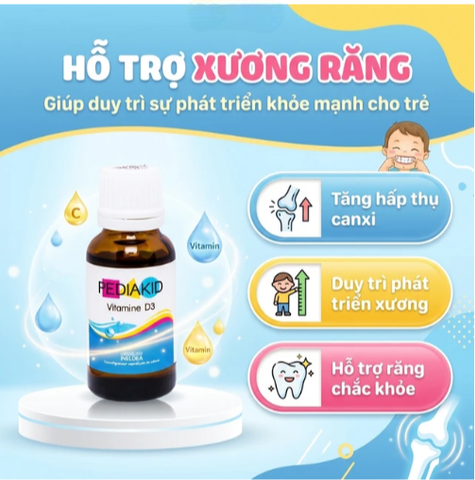 Siro hỗ trợ tăng hấp thụ canxi Pediakid Vitamin D3 (20ml)