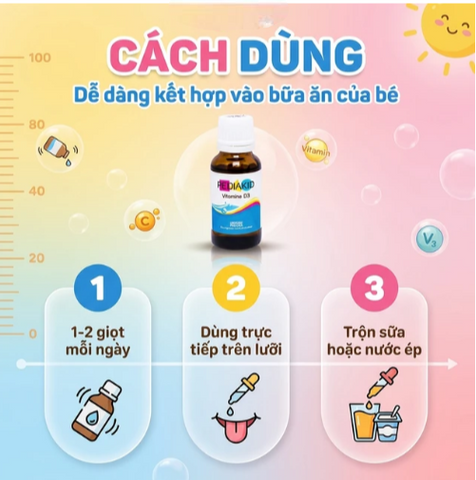 Siro hỗ trợ tăng hấp thụ canxi Pediakid Vitamin D3 (20ml)