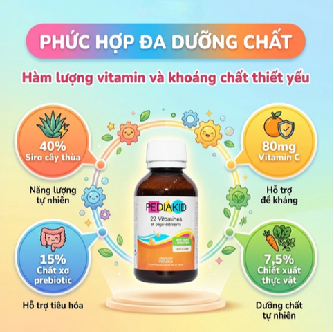 Siro giúp bổ sung vitamin và khoáng chất Pediakid 22 Vitamines (125ml)