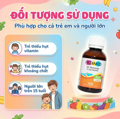 Siro giúp bổ sung vitamin và khoáng chất Pediakid 22 Vitamines (125ml)