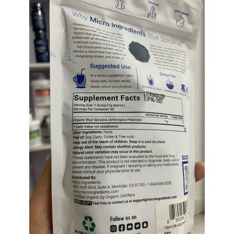 [MỸ] Organic Blue Spirulina Microingredients 60g