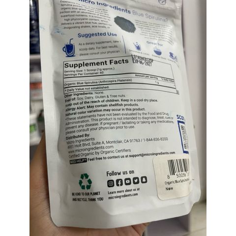 [MỸ] Organic Blue Spirulina Microingredients 60g