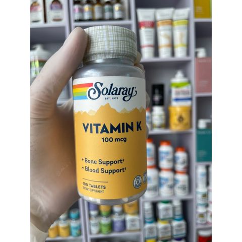 [MỸ] Viên vitamin K 1 ( phylloquinone) 100mcg Solaray 100 viên Bổ sung chế độ ăn uống, thuần chay.