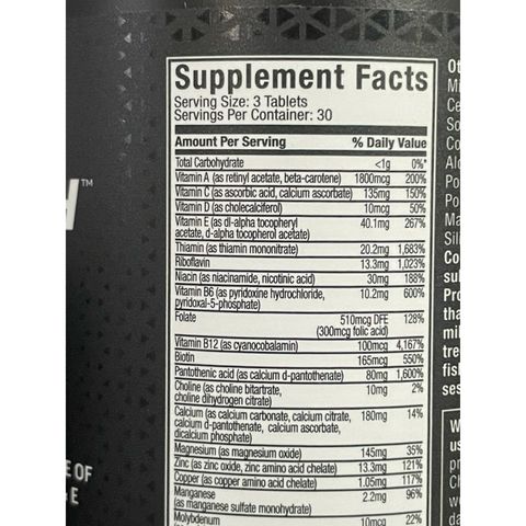 [MỸ] Viên Platinum Multivitamin Muscletech 90 viên vitamin C A D E niacin  B6 b12 biotin folate Calcium magnesium zinc