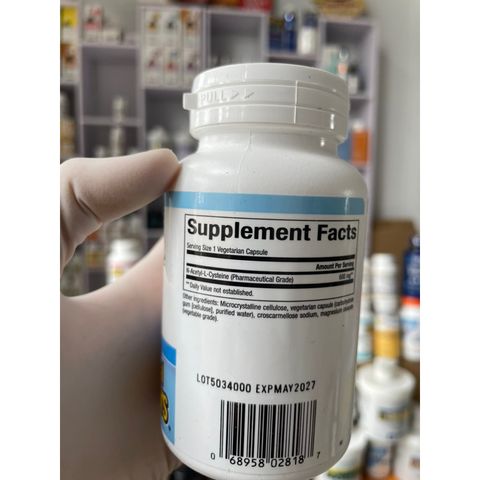 [MỸ] Viên N-Acetyl-L- Cysteine (NAC) 600mg Natural factors 60 viên chống oxy hoá tăng cường bộ não tạo ra Glutathione