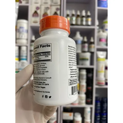 [MỸ] Viên natural Vitamin K2 as MK-7 with MenaQ7 100mcg 60 viên Doctor's Best giúp hỗ trợ xương