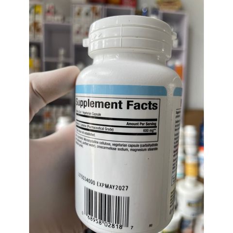 [MỸ] Viên N-Acetyl-L- Cysteine (NAC) 600mg Natural factors 60 viên chống oxy hoá tăng cường bộ não tạo ra Glutathione