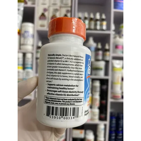 [MỸ] Viên natural Vitamin K2 as MK-7 with MenaQ7 100mcg 60 viên Doctor's Best giúp hỗ trợ xương