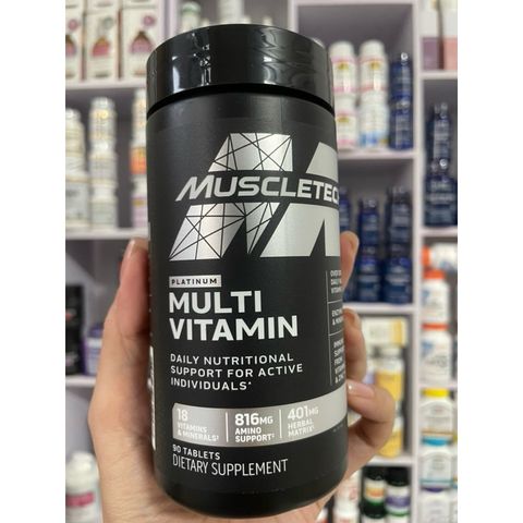 [MỸ] Viên Platinum Multivitamin Muscletech 90 viên vitamin C A D E niacin  B6 b12 biotin folate Calcium magnesium zinc