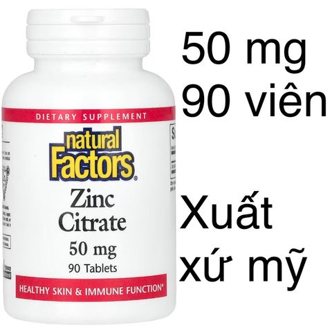 [MỸ] Viên Zinc Citrate 50mg natural Factors 90 viên ( kẽm )