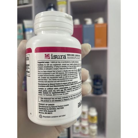[MỸ] Viên Zinc Citrate 50mg natural Factors 90 viên ( kẽm )