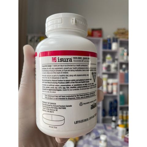 [MỸ] Viên calcium citrate ( canxi ) 350mg 90 viên natural factors giúp xương cơ bắp răng