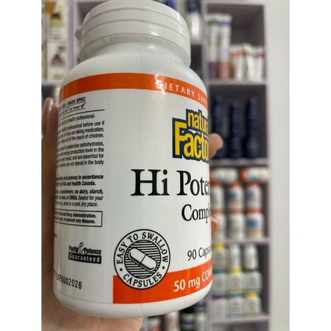[MỸ]Viên Hi Potency B Complex Natural Factors niacin vitamin B2 B6 B12 biotin Thiamine Pantothenic Acid Inositol Choline