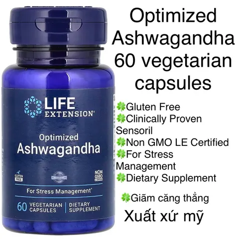 [MỸ] Viên Optimized Ashwagandha 60 vegetarian capsules Life Extension