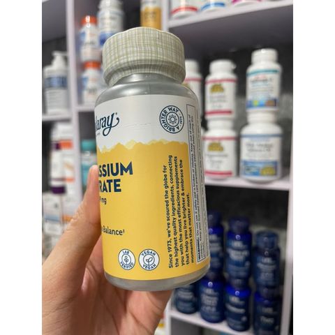 [MỸ] Viên Potassium Citrate 99 mg vegan 60 viên Solaray  hỗ trợ cân bằng điện giải khỏe mạnh, chức năng thần kinh cơ bắp