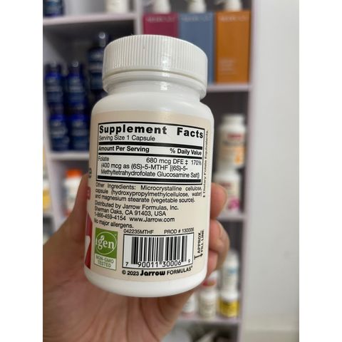 [MỸ] Viên Methyl Folate Extra Strength 400mcg 60 viên Jarrow Formulas acid folic vitamin