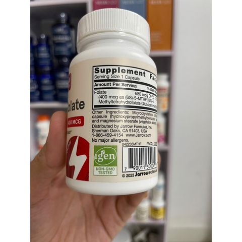 [MỸ] Viên Methyl Folate Extra Strength 400mcg 60 viên Jarrow Formulas acid folic vitamin